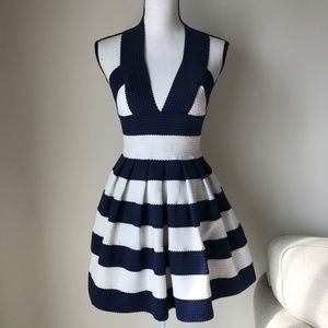 Parvenue Blue & White Stripe Babydoll Dress